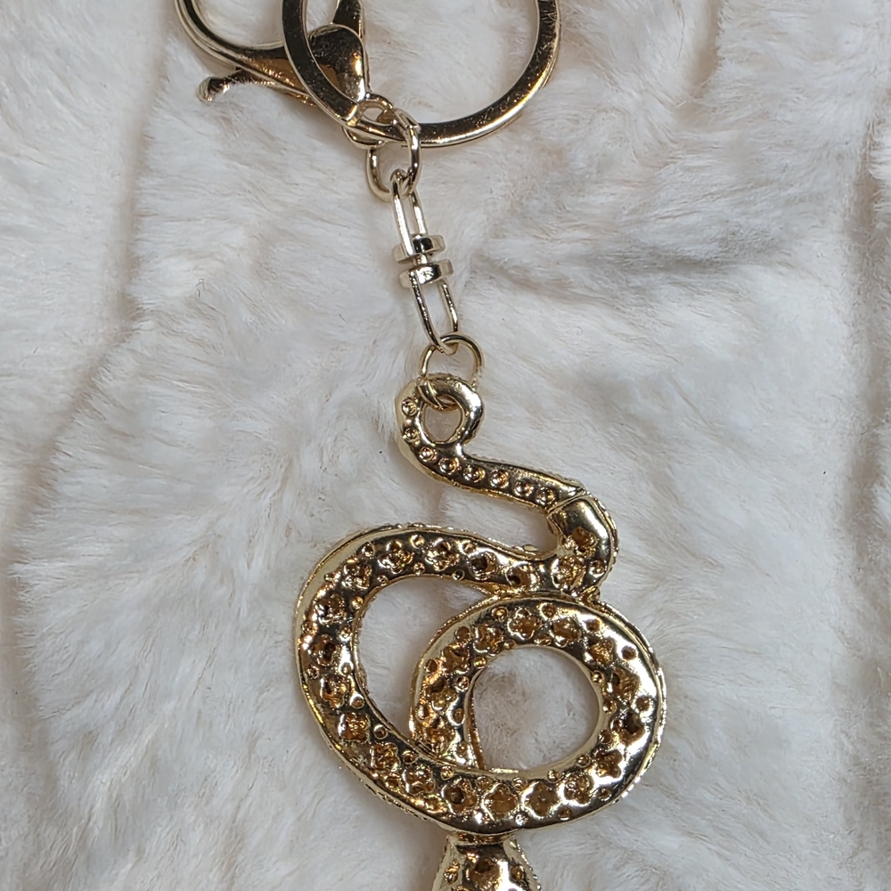 Gold Crystal Snake Keychain - Picture 2 of 2